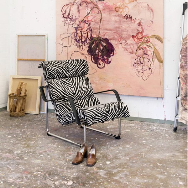 Armchairs & lounge chairs, Remmi lounge chair, chrome - Artek Zebra, Black & white