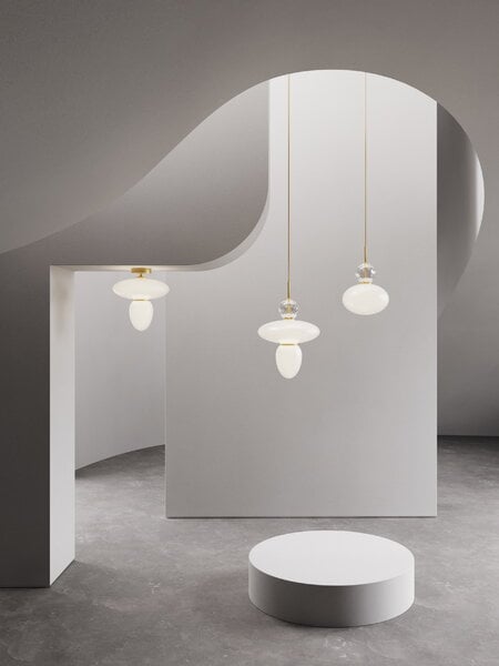 Lampade a sospensione, Lampada da soffitto Rizzatto 42, ottone - bianco opale, Bianco