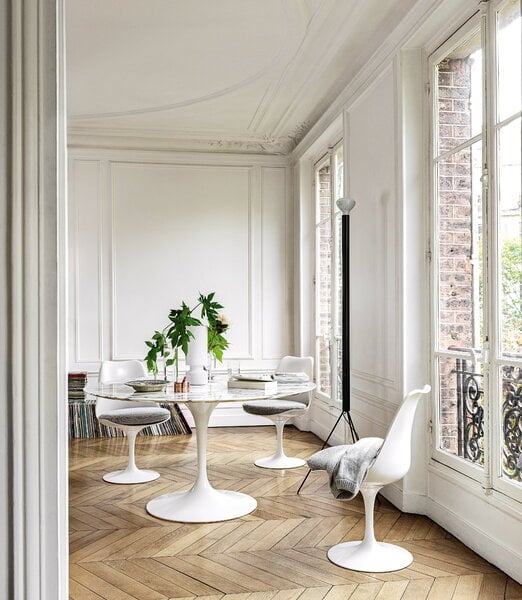 Tavoli da pranzo, Tavolo da pranzo Tulip, 120 cm, marmo bianco, Bianco