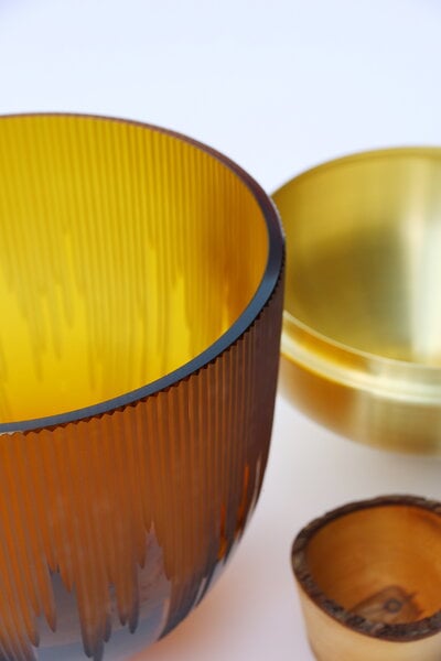 Art glass, Ray stacking vessel, 55 x 30 cm, amber - brass, Gold