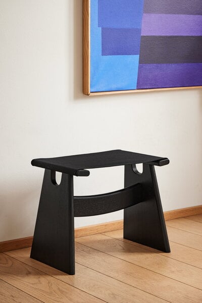 Stools, Seto stool, black lacquered oak - black canvas, Black