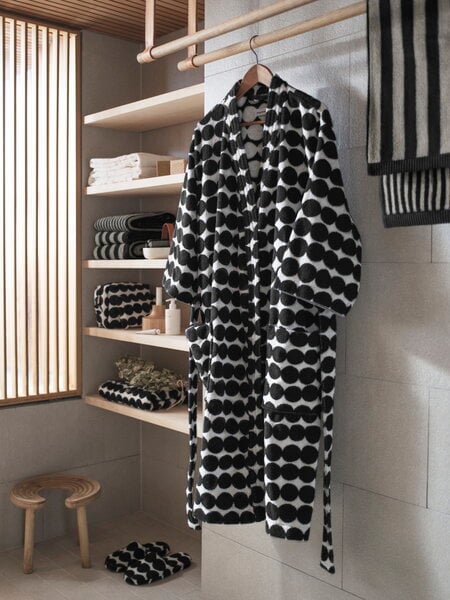 Bathrobes, Räsymatto bathrobe, black - white, Black & white