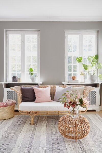 Poufs et repose-pieds, Ottomane Franco Albini, grand modèle, rotin naturel, Naturel