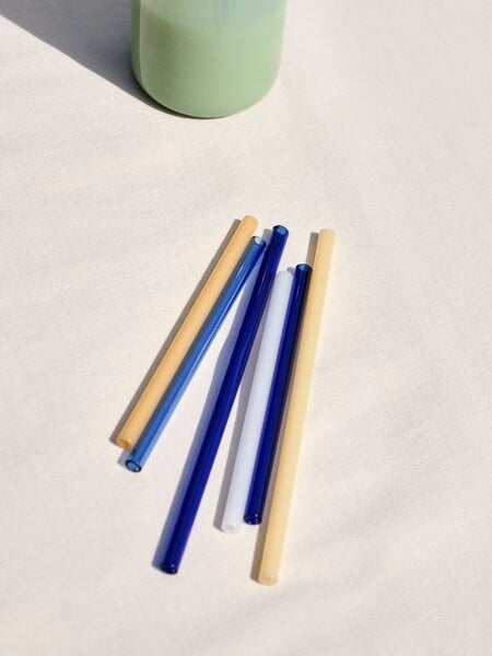 Cutlery, Sip Straight straws, 4 pcs, glass, Multicolour