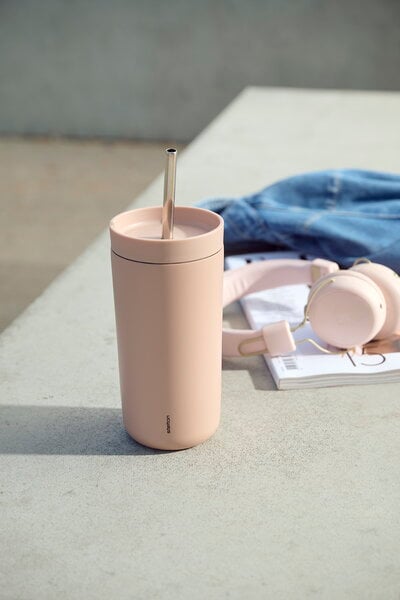 Caraffe e tazze termiche, Tazza isolata sottovuoto To Go Sip con cannuccia, 0,4 L, erica, Rosa