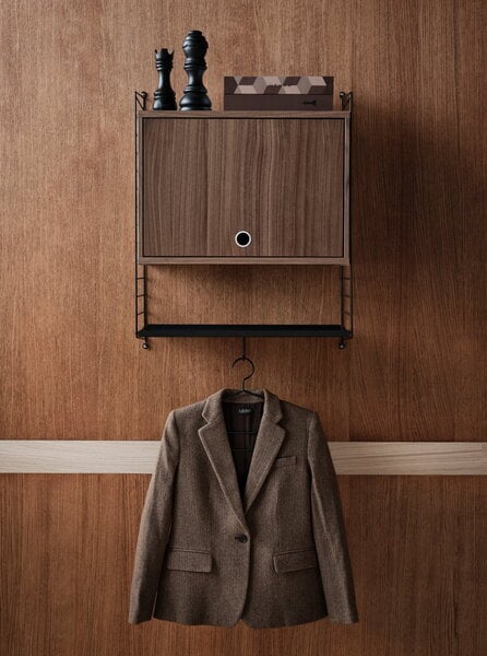 Shelving units, String cabinet with flip door, 58 x 30 cm, walnut, Brown