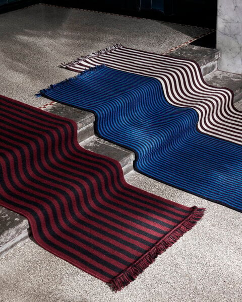 Wool rugs, Stripes and Stripes wool rug, 200 x 60 cm,  cherry, Red