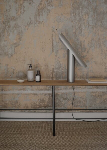 Table lamps, T-Lamp table lamp, brushed steel, Silver