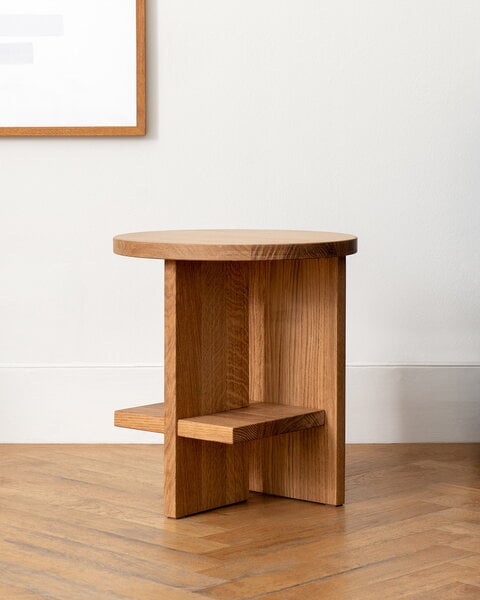 Side & end tables, Tee side table, round, matt lacquered oak, Natural