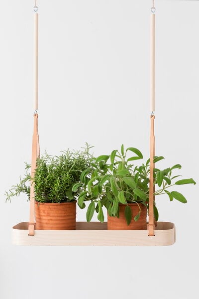 Plant stands, Tuokko hanging shelf, birch - dark grey, Natural