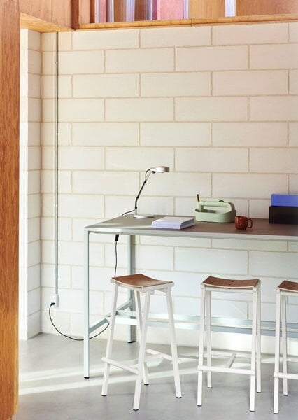 Tabourets et chaises de bar, Tabouret de bar Taburete 8, modèle haut, 75 cm, coquille d'œuf -chêne laqué, Blanc