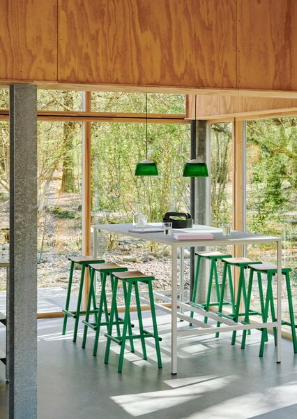 Bar stools & chairs, Taburete 8 bar stool, high, 75 cm, soft jade - lacquered oak, Green