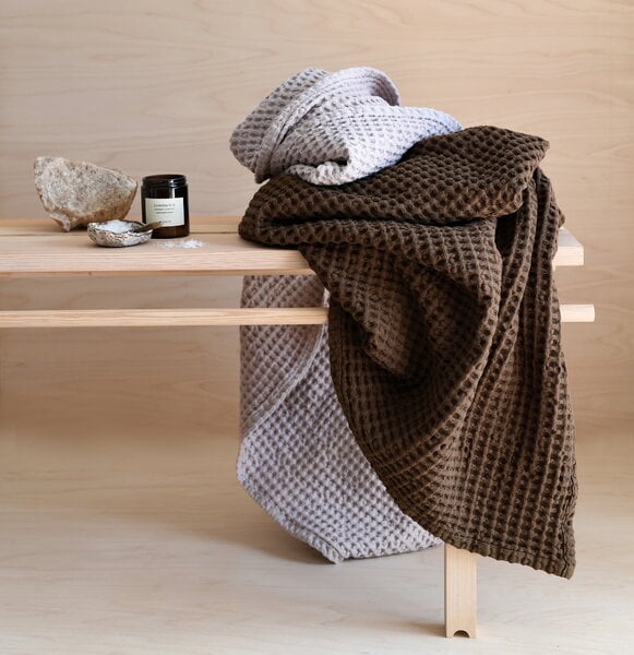 Bath towels, Big Waffle towel and blanket, teak, Brown