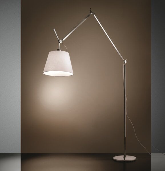 Lampade da terra, Lampada da terra Tolomeo Mega 36 cm, alluminio - pergamena, Argento