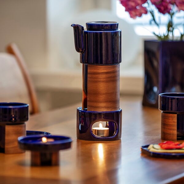 Dishware, Warm tea set, blue - walnut, ceramic lid, Natural