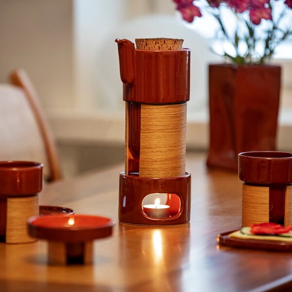 Dishware, Warm tea set, brown - oak, ceramic lid, Brown