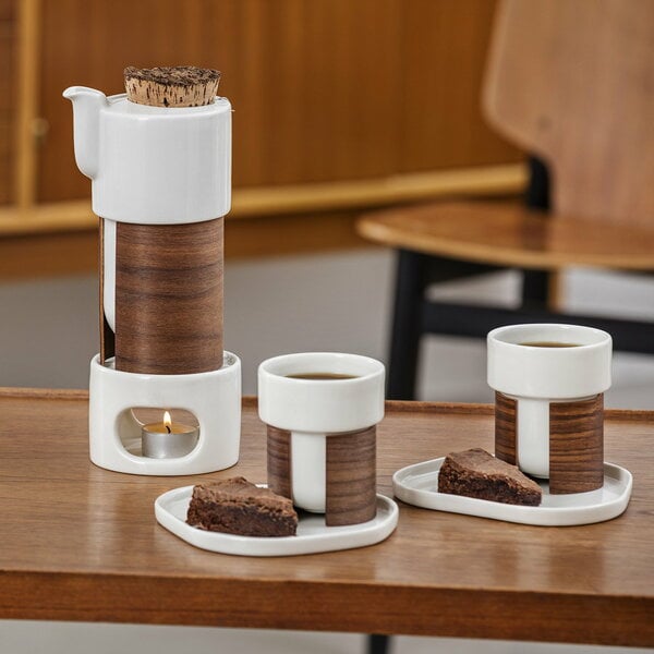 Cups & mugs, Warm cup 2,4 dl, set of 2, white - walnut, Brown