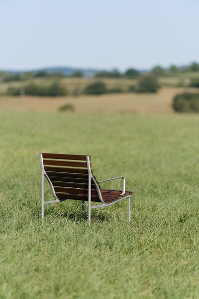 Outdoor lounge chairs, Traverse lounge armchair, heat treated oiled ash, Brown