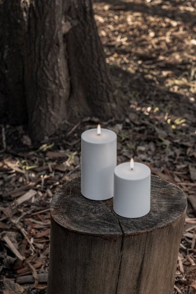 Candele, Candela a colonna LED Outdoor, 8,4 x 10 cm, bianca, Bianco