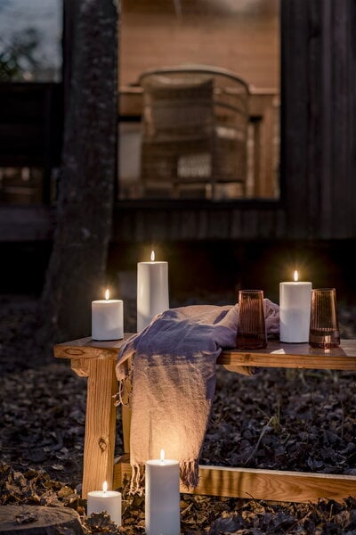 Candles, Outdoor LED pillar candle, 8,4 x 15 cm, white, White