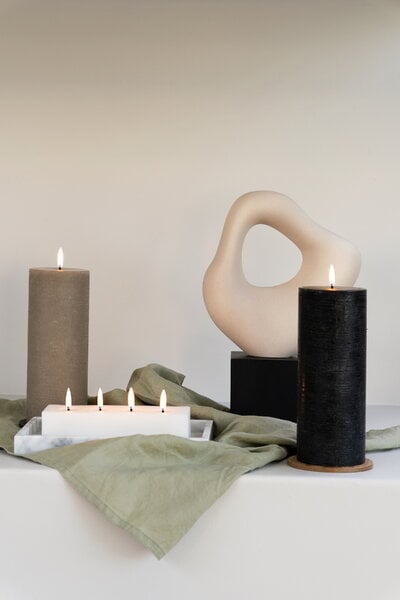 Candles, LED pillar candle, 7,8 x 20 cm, rustic texture, sandstone, Beige