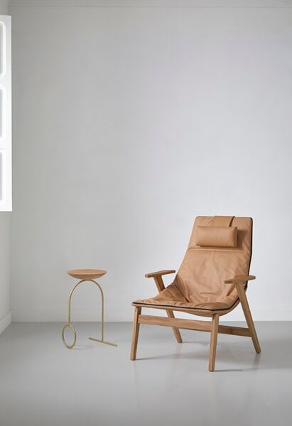 Armchairs & lounge chairs, Ace armchair with headrest, matt oak - ochre leather, Brown