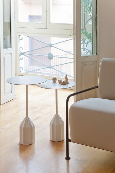Tavoli da appoggio, Tavolino Burin Mini, 36 cm, bianco, Bianco