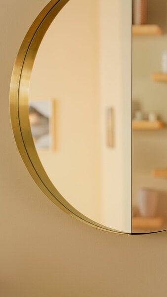 Wall mirrors, Vino 60 mirror, brass, outward, Gold