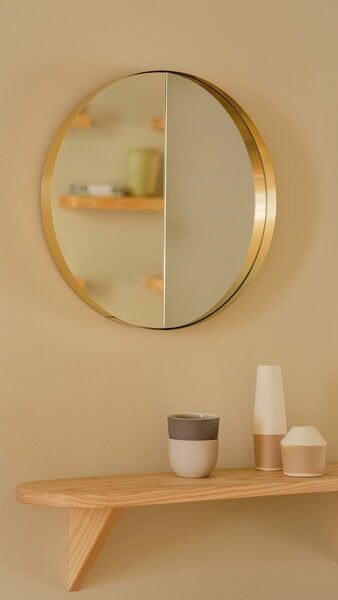 Wall mirrors, Vino 40 mirror, brass, outward, Gold
