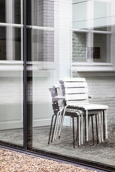 Sedie da patio, Sedia con braccioli Aligned, bianco naturale, Bianco