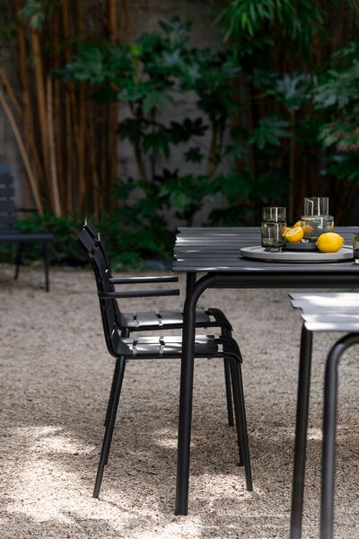 Tavoli da patio, Tavolo da pranzo Aligned, 170 x 85 cm, nero, Nero