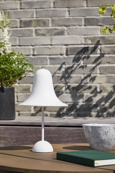 Lampade per esterni, Lampada da tavolo ricaricabile Pantop Portable 18 cm, bianco opa, Bianco