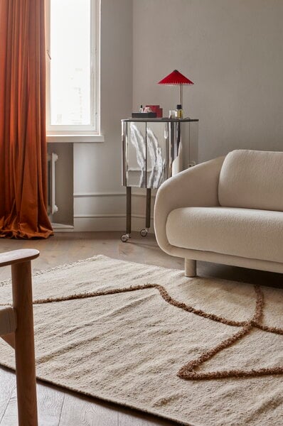 Tapis en laine, Tapis Vuoristo, tissé, blanc naturel - marron, Blanc