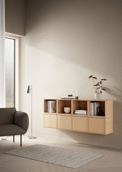 Shelving units, Bricks shelving system D, white lacquered oak, Natural