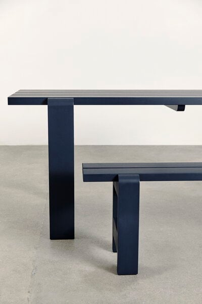 Outdoor benches, Weekday bench, 111 x 23 cm, steel blue, Blue