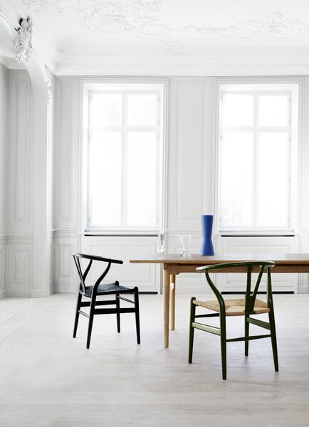 Ruokapöydän tuolit, CH24 Wishbone tuoli, musta pyökki - musta paperinaru, Musta