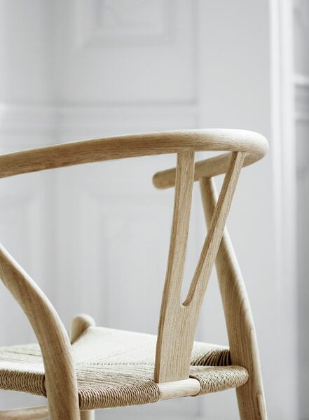 Dining chairs, CH24 Wishbone chair, soaped oak - natural cord, Natural