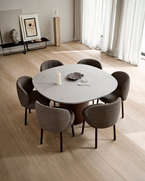 Dining tables, Ovata dining table, brown oak - Jura grey limestone, Gray