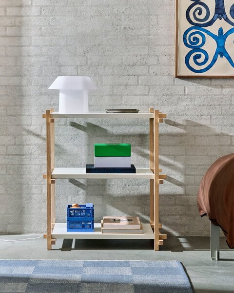 Bookcases, Woody Column 2.0 shelf, low, soaped oak - almond white steel, White