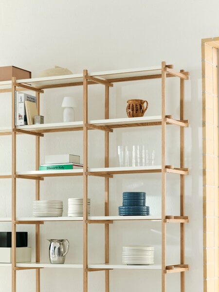 Bookcases, Woody 2.0 shelf, high, soaped oak - almond white steel, White