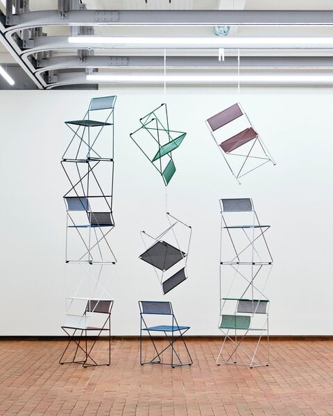 Dining chairs, X-Line chair, indoor, chromed - moss, Silver