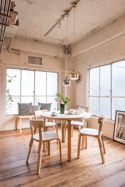 Dining tables, Aalto table 90A, birch - black linoleum, Black