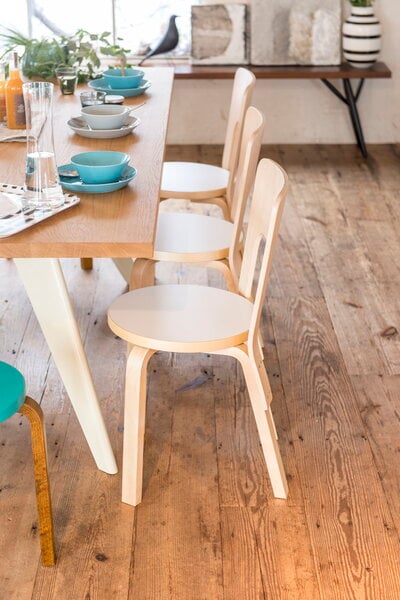 Chaises de salle à manger, Chaise Aalto 66, stratifié blanc, Blanc