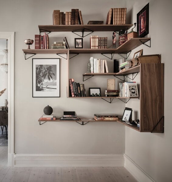 Wall shelves, Pythagoras shelf, 60 x 20 cm, walnut, Brown