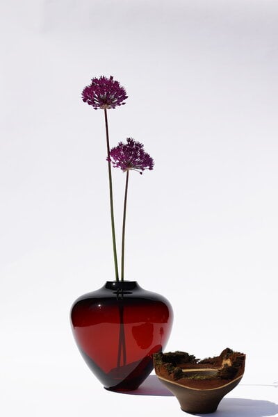 Vetro d'arte, Vaso impilabile Baby Bloom, 29 x 24 cm, bordeaux satinato, Naturale