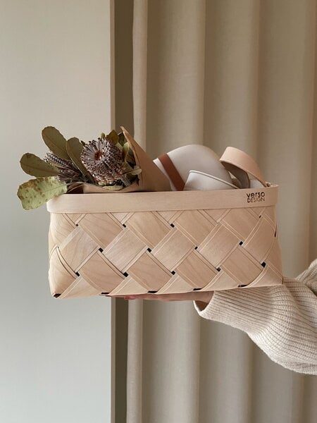Wooden baskets, Lastu birch basket, rectangle, S, Natural