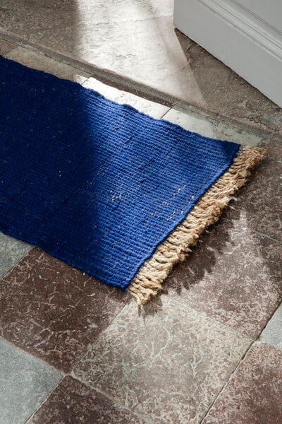 Tapis en plastique, Tapis Block, 80 x 50 cm, bleu vif - naturel, Bleu