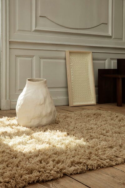 Tapis en laine, Tapis à poils longs Meadow, petit modèle, sable clair, Beige