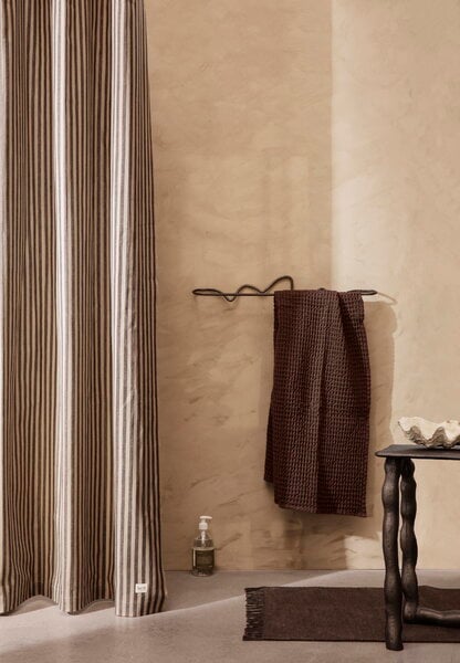 Shower curtains, Chambray shower curtain, sand - black, Beige