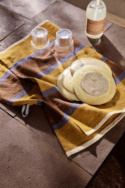 Tea towels, Hale tea towel, lime - blue - brown, Multicolour
